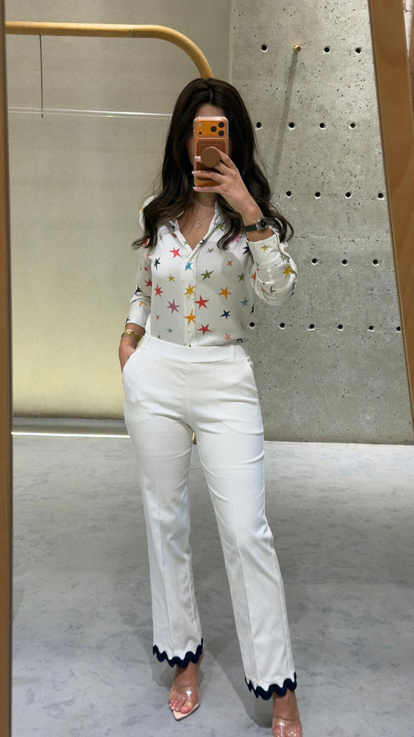 33291 Straight Cut Mid Rise Pants بنطال بقصة مستقيمة وخصر متوسط الارتفاع