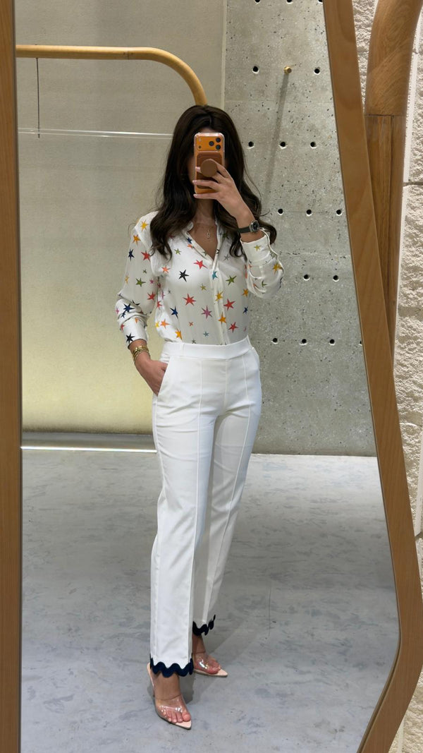 33291 Straight Cut Mid Rise Pants بنطال بقصة مستقيمة وخصر متوسط الارتفاع