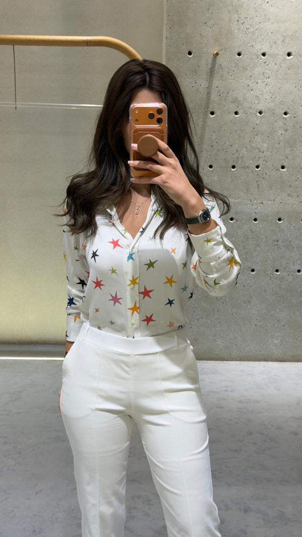 33493 Star Print Viscose Shirt قميص فيسكوز مطبوع عليه نجوم