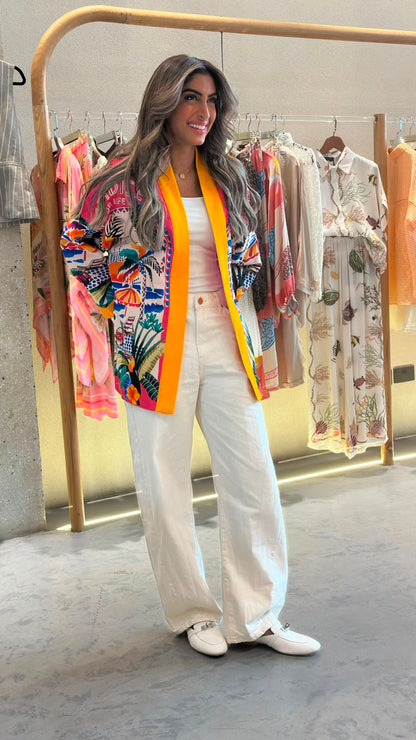67995 Paradise Printed Belted Kimono كيمونو بحزام مطبوع عليه نقشة الجنة