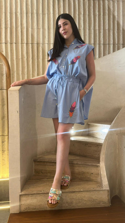 Missouri Set Oversized Poplin Shirt and Short Set