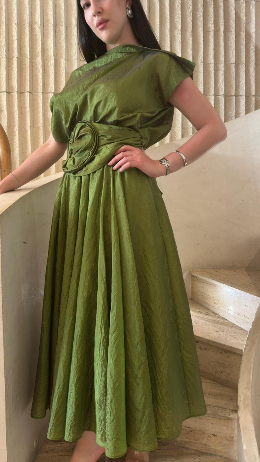 Cowl Neckline Taffeta Top and Skirt Set 26SS-BK8010/612