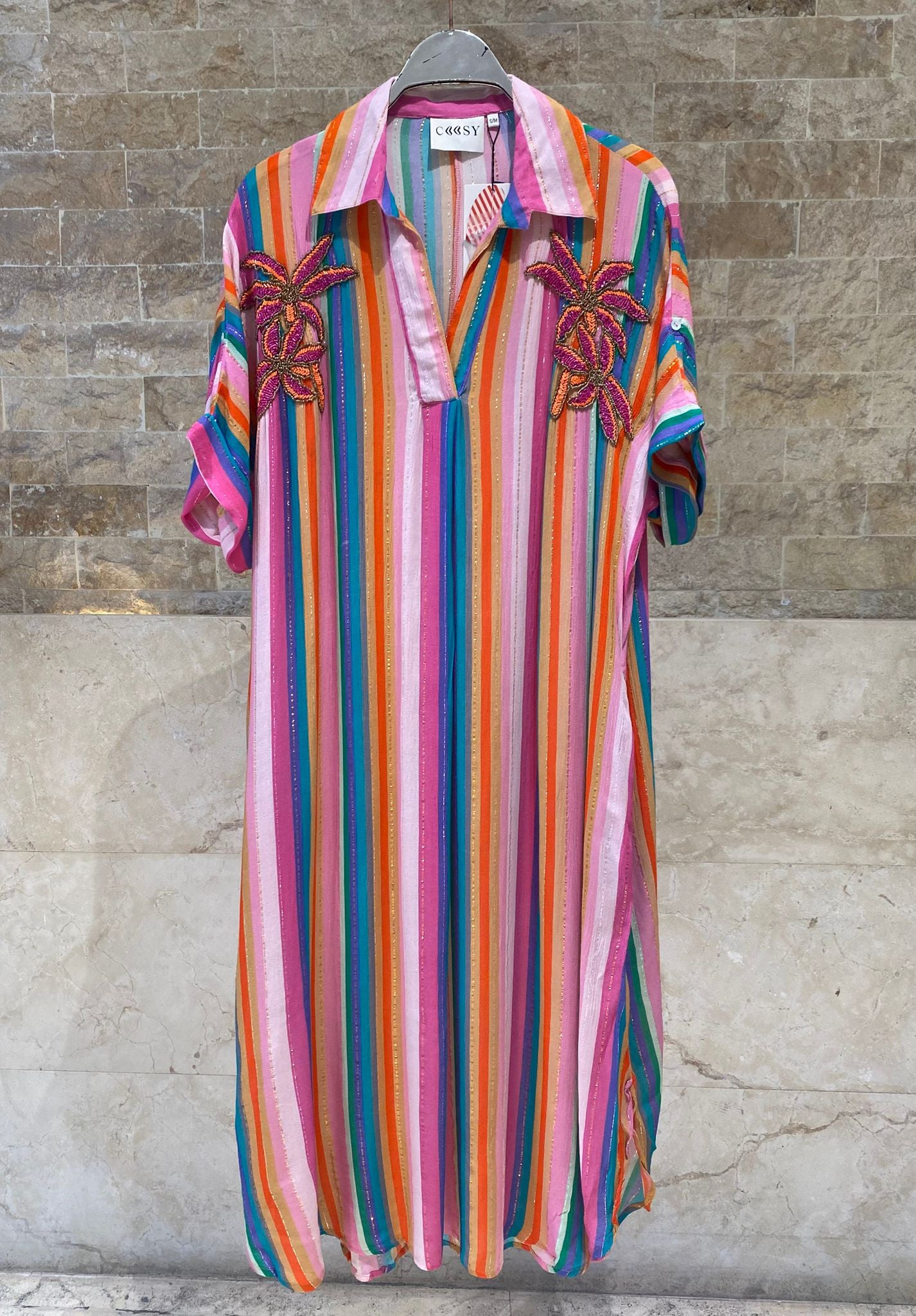 Palestra Rainbow Stripes Dress - Brown Loft