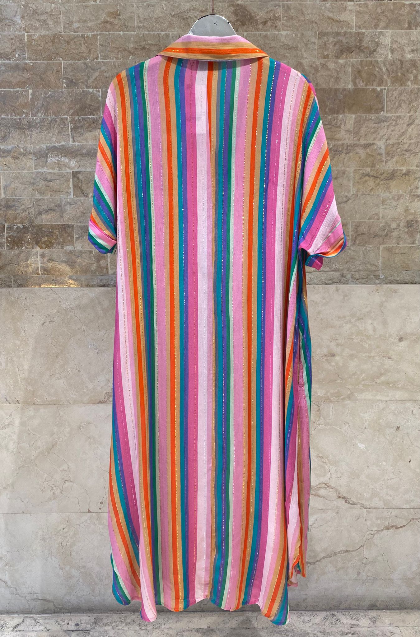 Palestra Rainbow Stripes Dress - Brown Loft