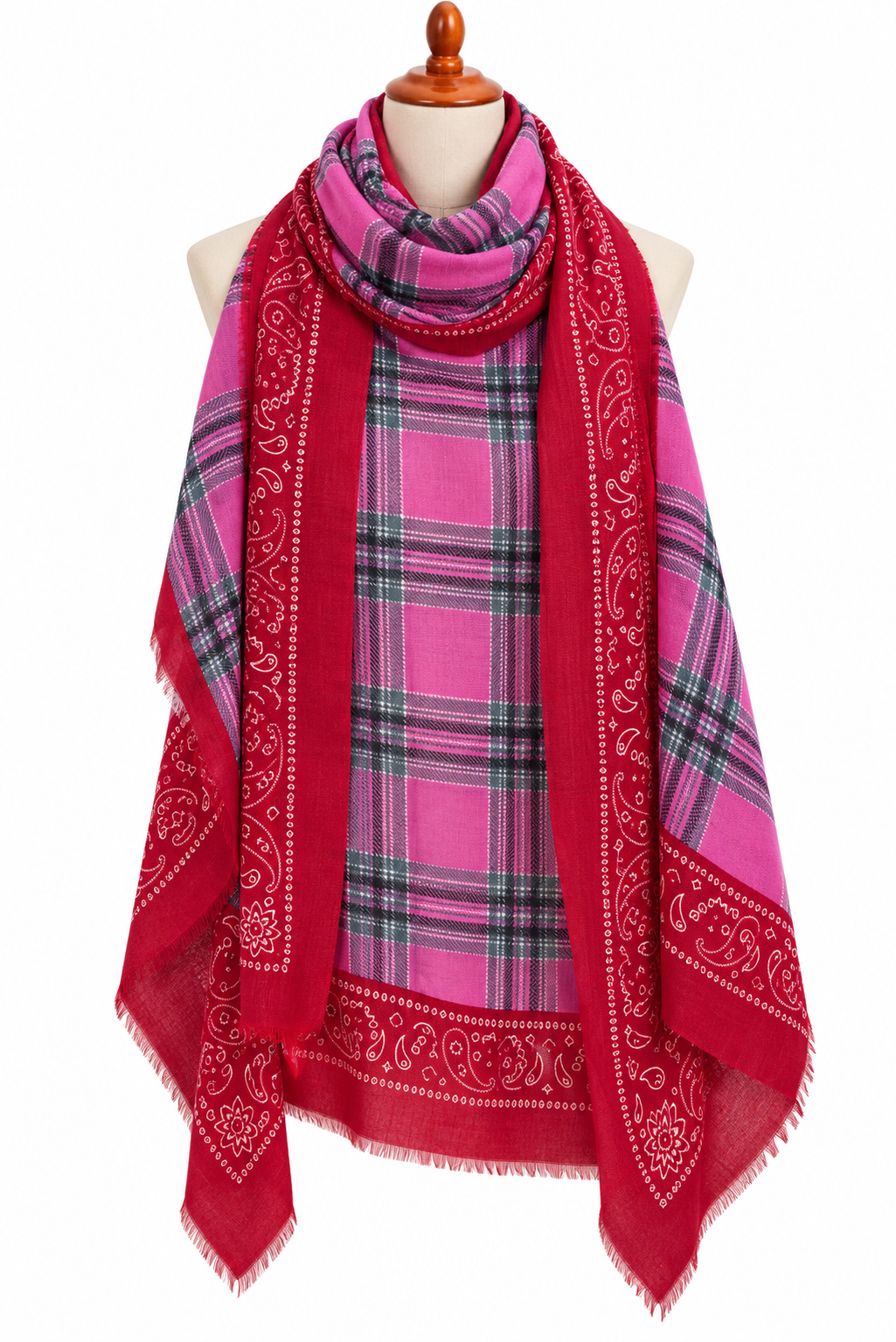 C24476 Bandana Plaid Scarf