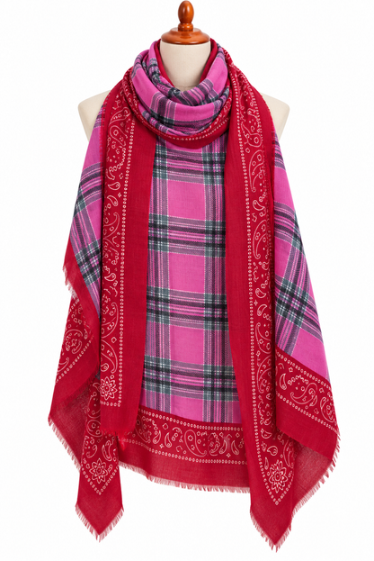 C24476 Bandana Plaid Scarf