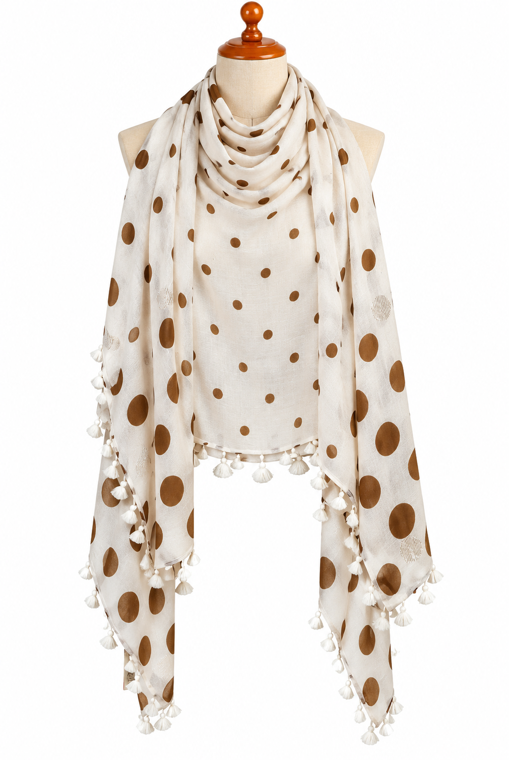 C20206 Polka Dot Tassel Scarf