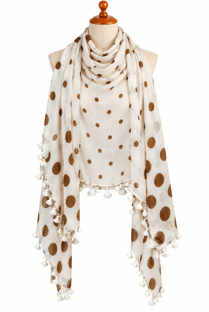 C20206 Polka Dot Tassel Scarf