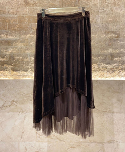 Q37516 Asymmetrical Velvet Skirt