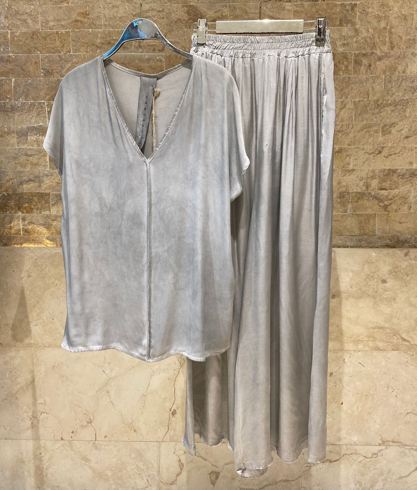S359/S280 SET Satin Top and Pants - Brown Loft