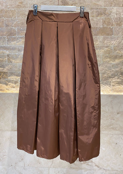 HM4547 Pleated Balloon Waterproof Skirt - Brown Loft