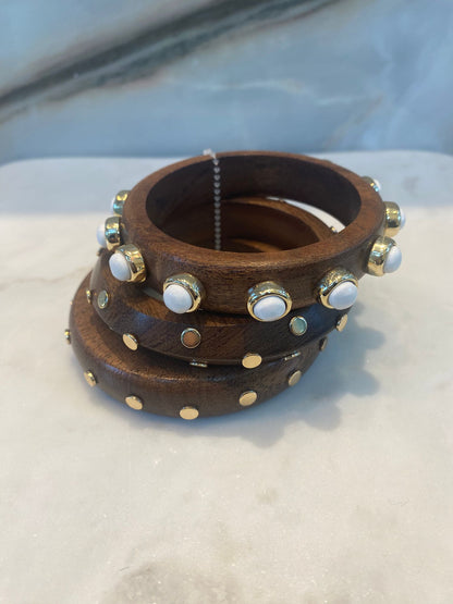 Sand Dune Stack of Wooden Bangles Bracelet