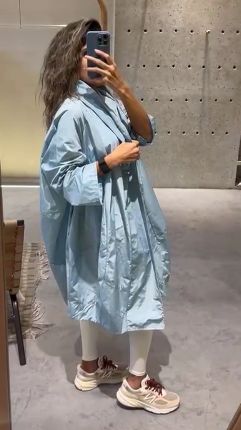 HM7296-2 Oversized Long Raincoat معطف واق من المطر طويل الحجم