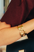 BRA55049 Horsebit Wide Cuff Bracelet - Brown Loft