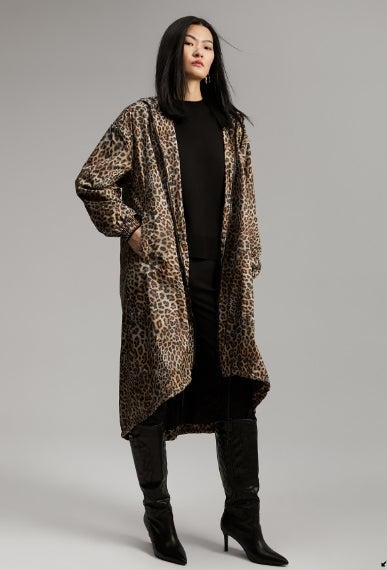 MF2401001 (Hooded Animal Print Oversized Raincoat) مقنعين طباعة الحيوان المتضخم معطف واق من المطر