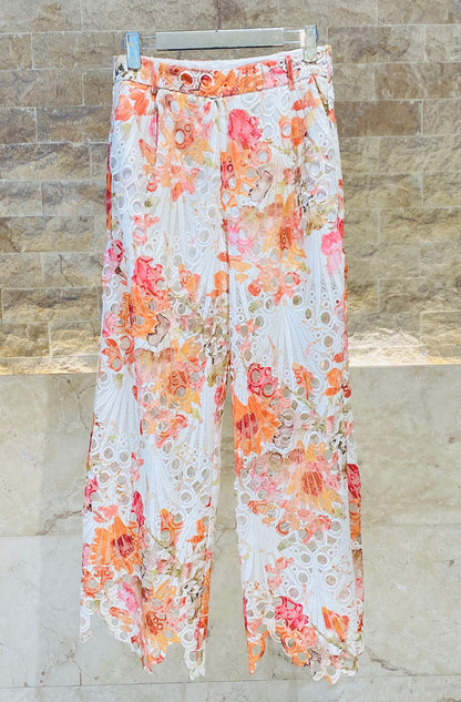 Audrey/Selma Embroidery Lace Shirt and Pants قميص وسروال من الدانتيل المطرز - Brown Loft