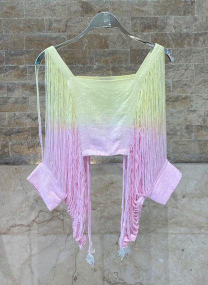 Siraluna Cropped Fringed Top بلوزة قصيرة مزينة بشراشيب