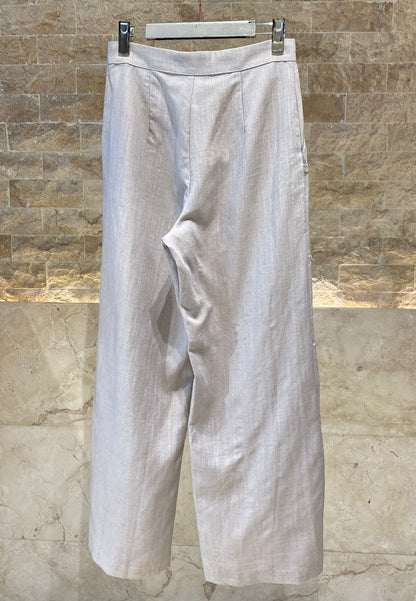 Sola Linen Sequins Pants بنطال من الكتان مزين بالترتر - Brown Loft