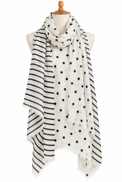 C211039 Stripes and Dots Pattern Scarf