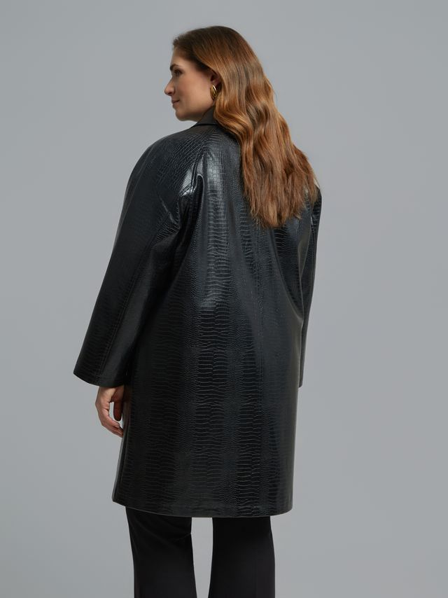 Textured Faux Leather Midi Coat 8603.4028.N