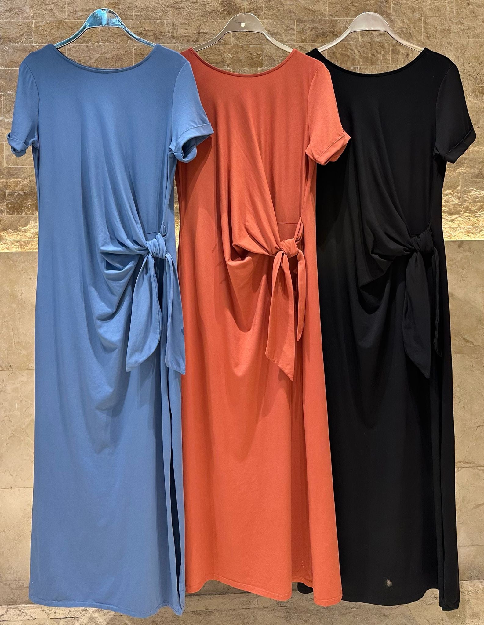 Cotton Dress with Round Neckline - TDM23525 - Brown Loft