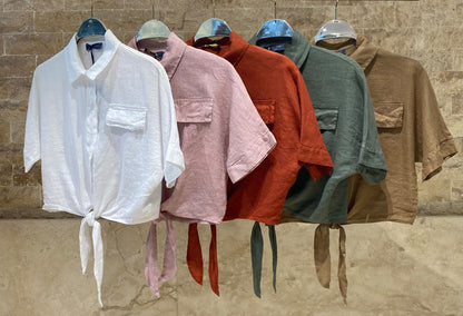 Linen Blend Crop Shirt TDM29719L