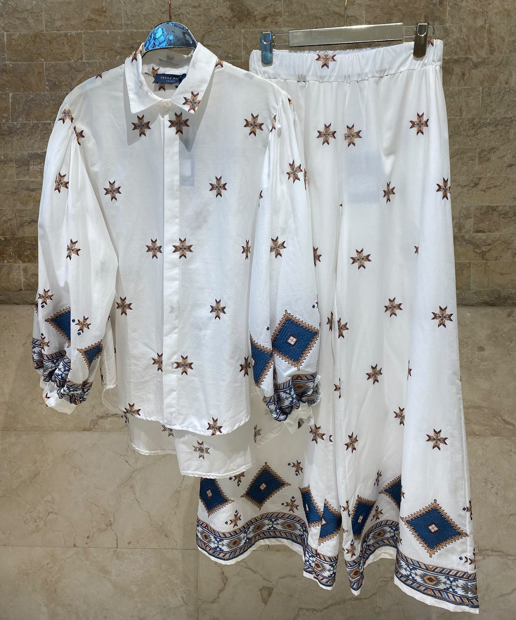 Star Embroidered Cotton Shirt and Pants Set TDM50722/27224