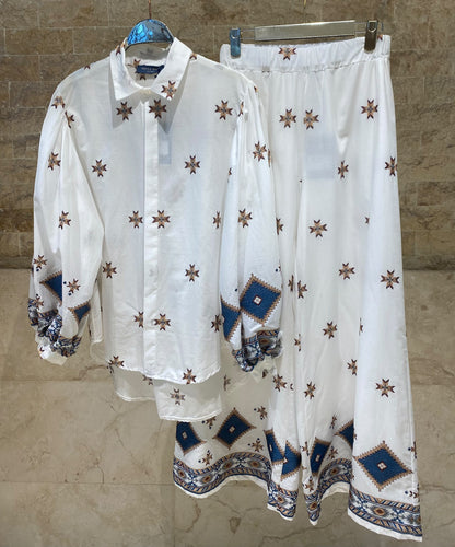 Star Embroidered Cotton Shirt and Pants Set TDM50722/27224