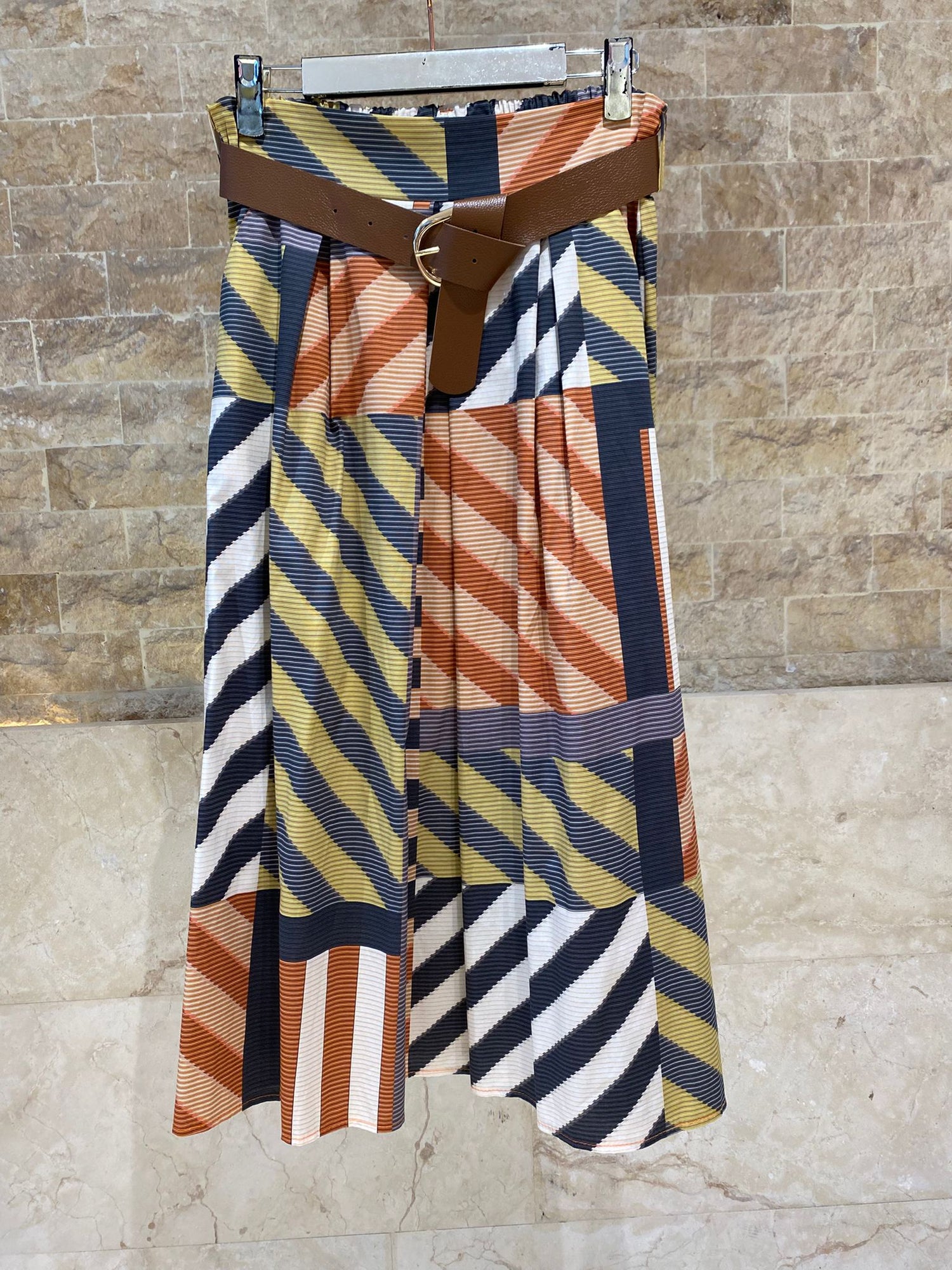 Multi Colored Geometric Pattern Skirt TDM52123-73