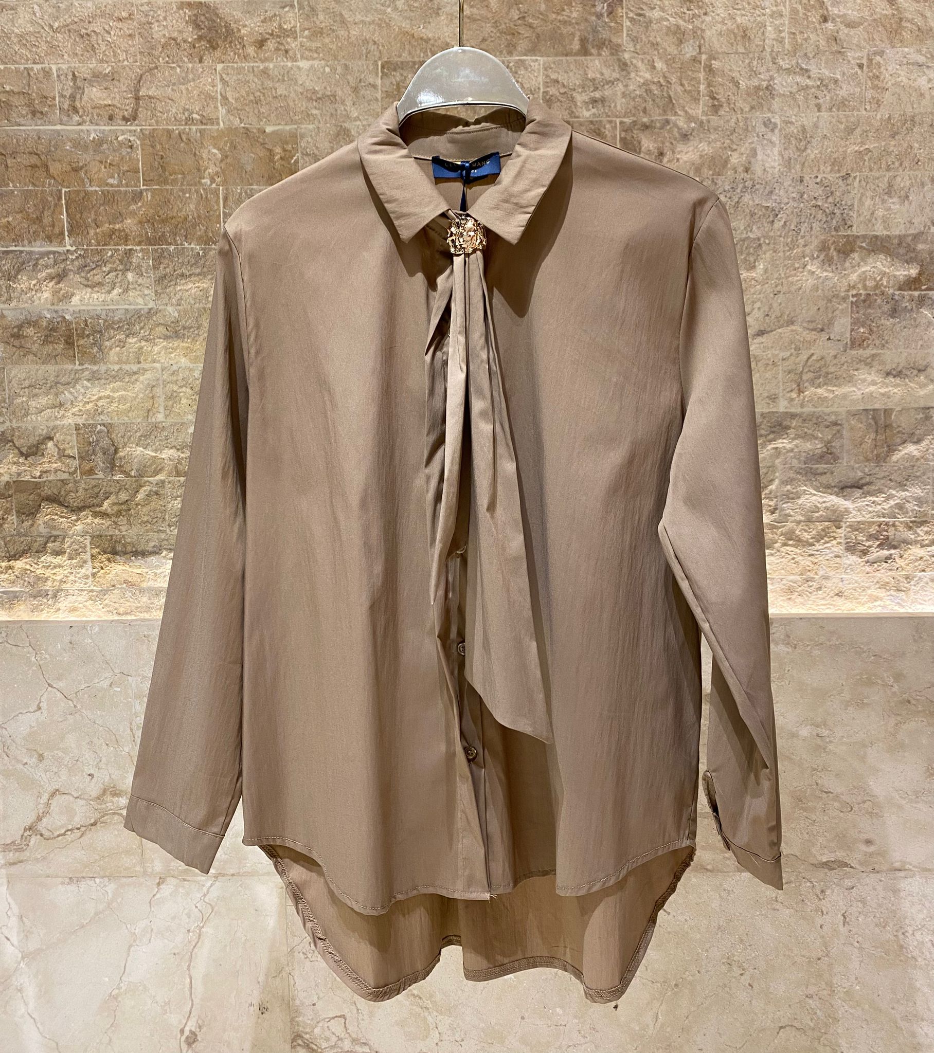 TDM71025 Gold Neck Tie Detailed Shirt - Brown Loft