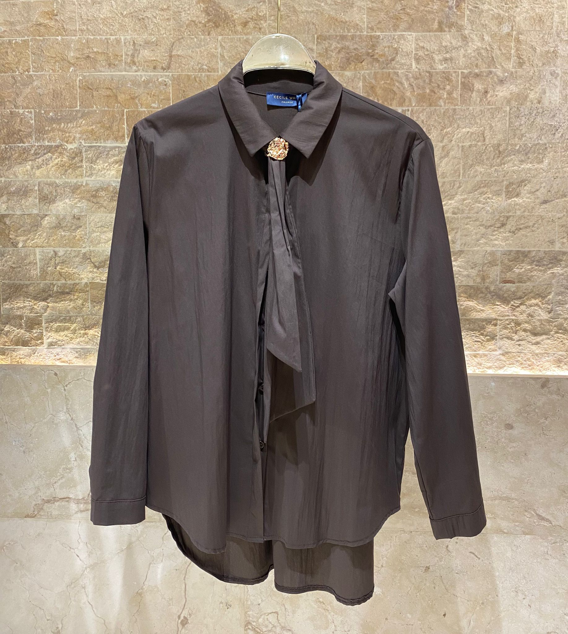 TDM71025 Gold Neck Tie Detailed Shirt - Brown Loft