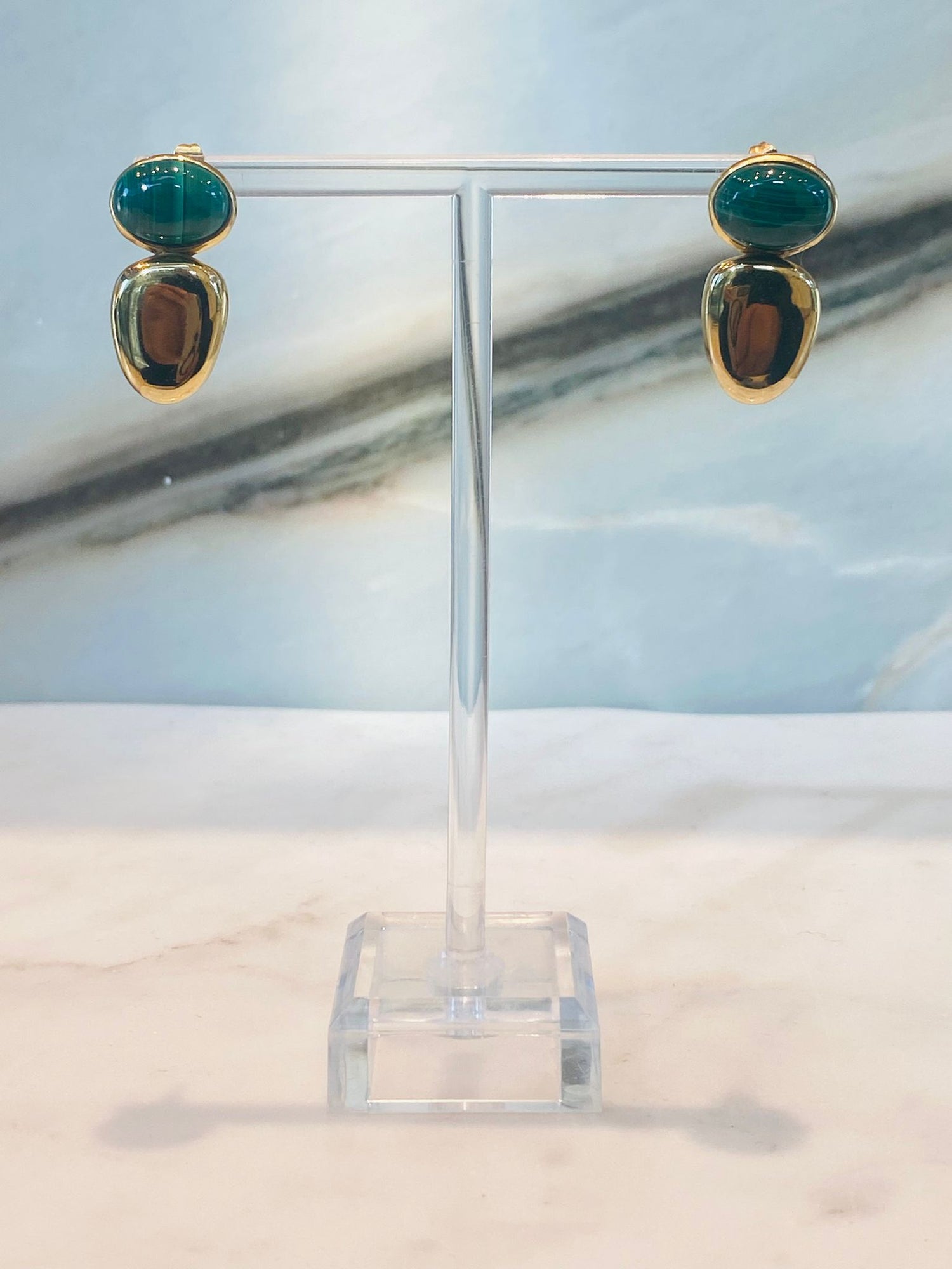 Tyra Malachite Earrings - Brown Loft