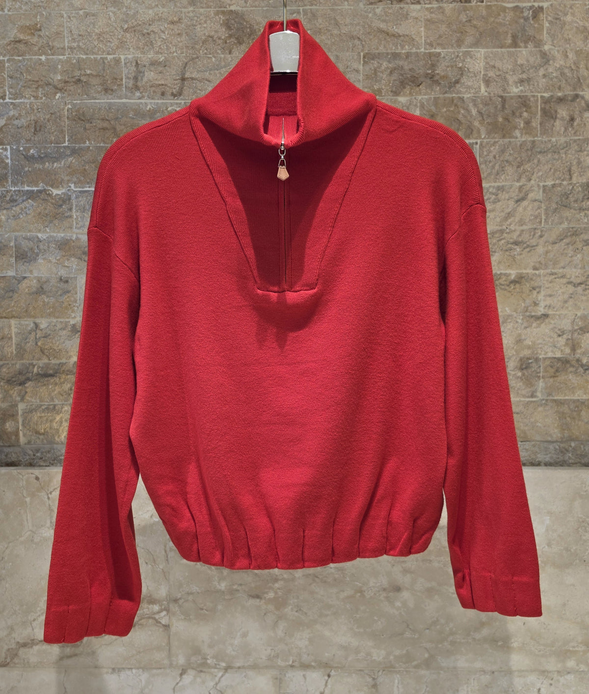 Red Quarter-Zip Pullover Top U80616