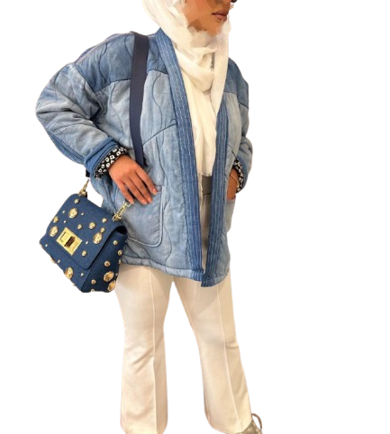 V931J008A (Quilted Oversized Denim Jacket) سترة الدنيم المتضخم مبطن