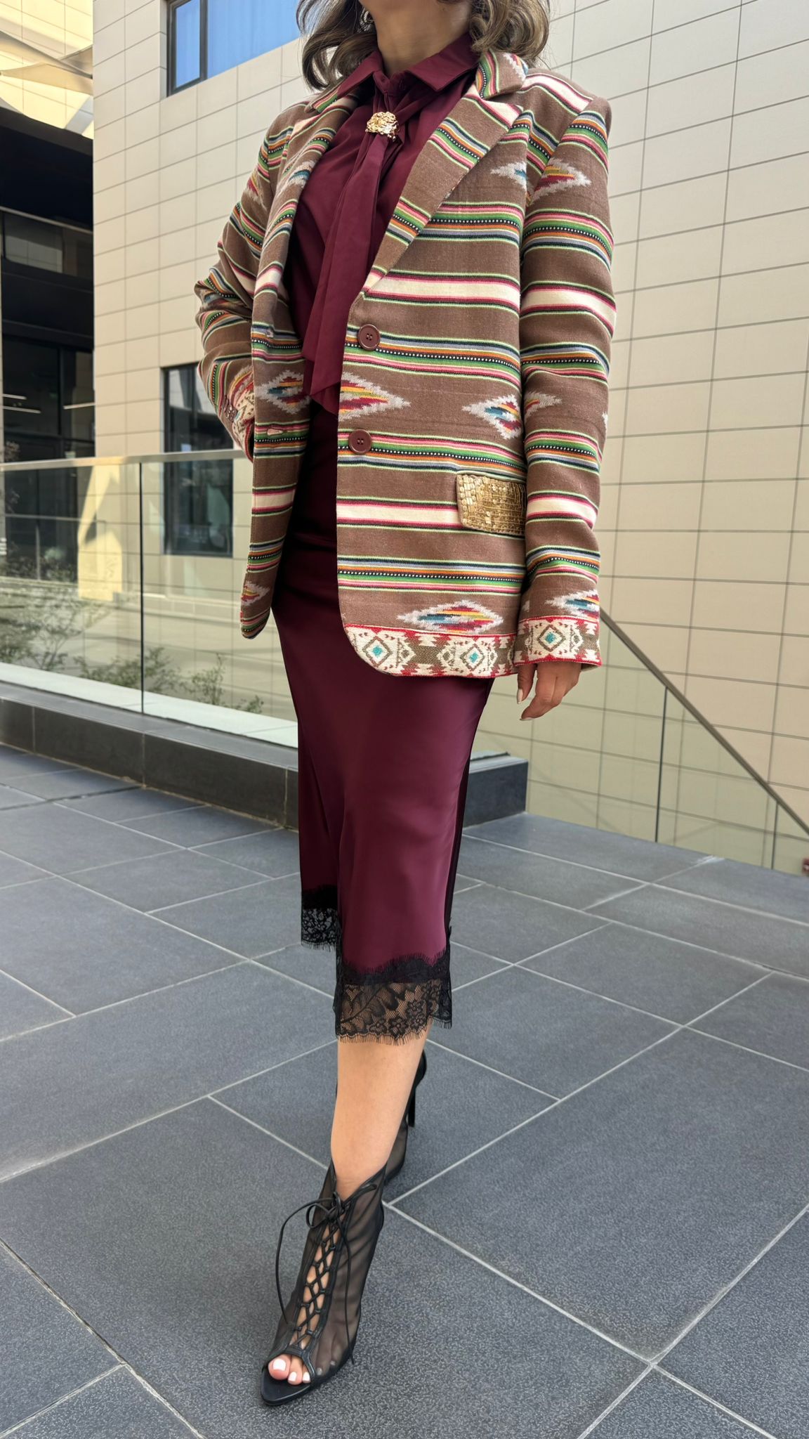 35983 Jacquard Jacket - Brown Loft
