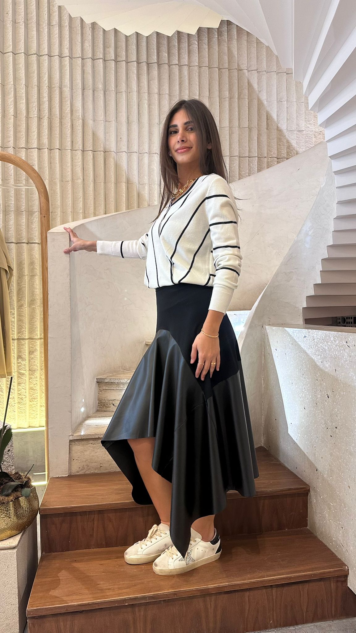 5WB/AA6/E012 Asymmetrical Faux Leather Skirt - Brown Loft