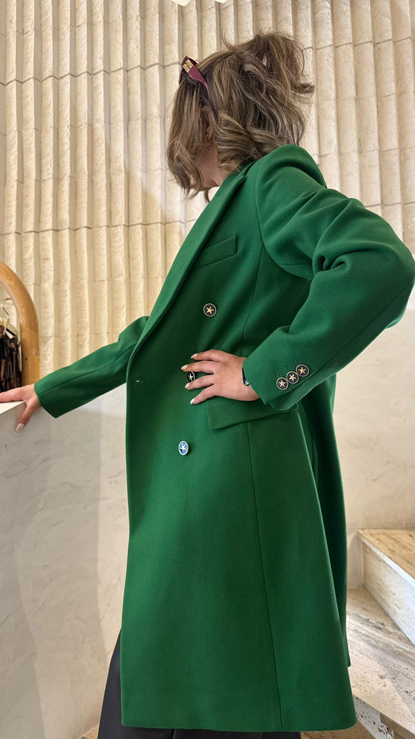 32862 Double Breasted Straight Cut Coat معطف مستقيم الصدر مزدوج القطع