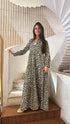 67148 Leopard - Mao V-Collared Tiered Long Dress - Brown Loft