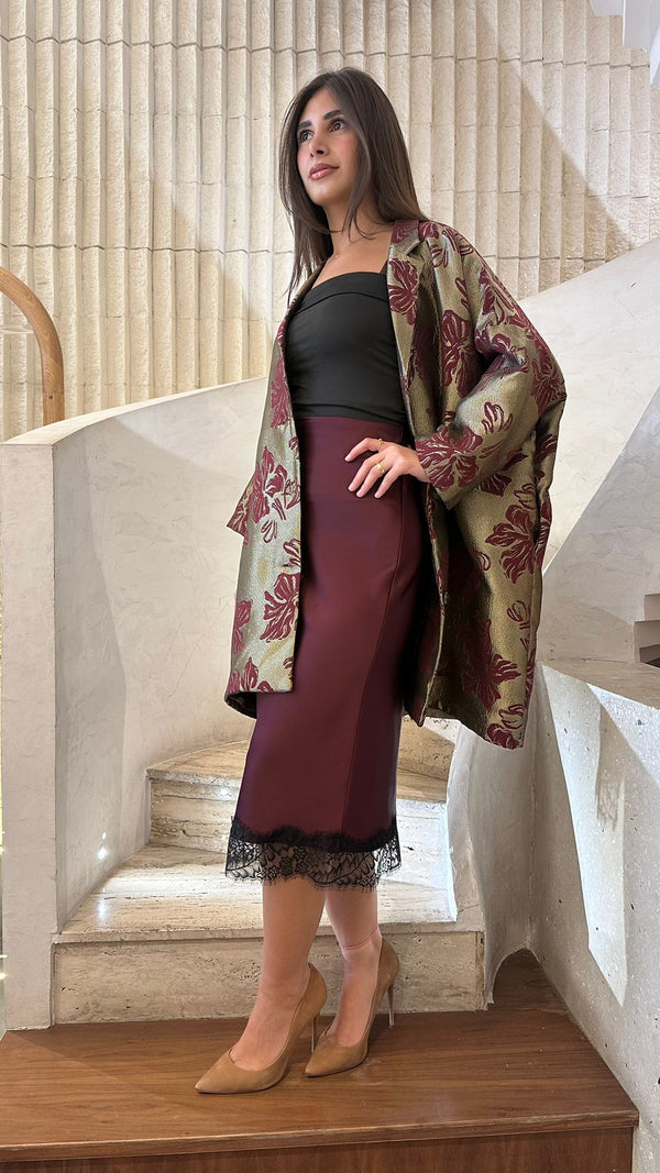 TDM68925 سترة جاكار برونزية كبيرة الحجم