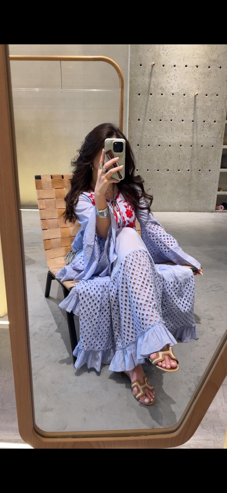 AWD-2020 Blue Kaftan Dress - Brown Loft