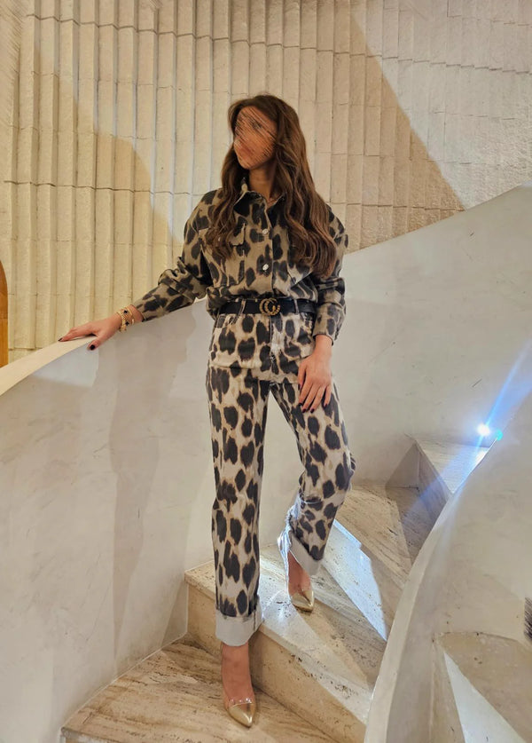 CVA223606/823700  Leopard Shirt and Pants قميص وبنطال بنقشة جلد النمر