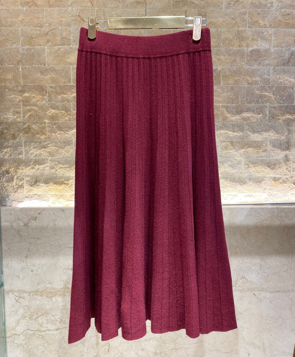 DSY9120 Pleated Med Length Knit Trapeze Skirt تنورة ترابيز متماسكة بطول متوسط