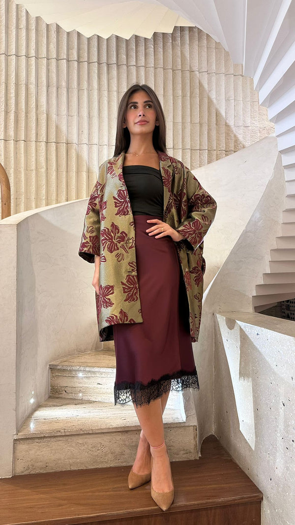 TDM68925 سترة جاكار برونزية كبيرة الحجم