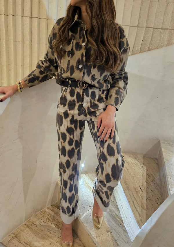 CVA223606/823700  Leopard Shirt and Pants قميص وبنطال بنقشة جلد النمر