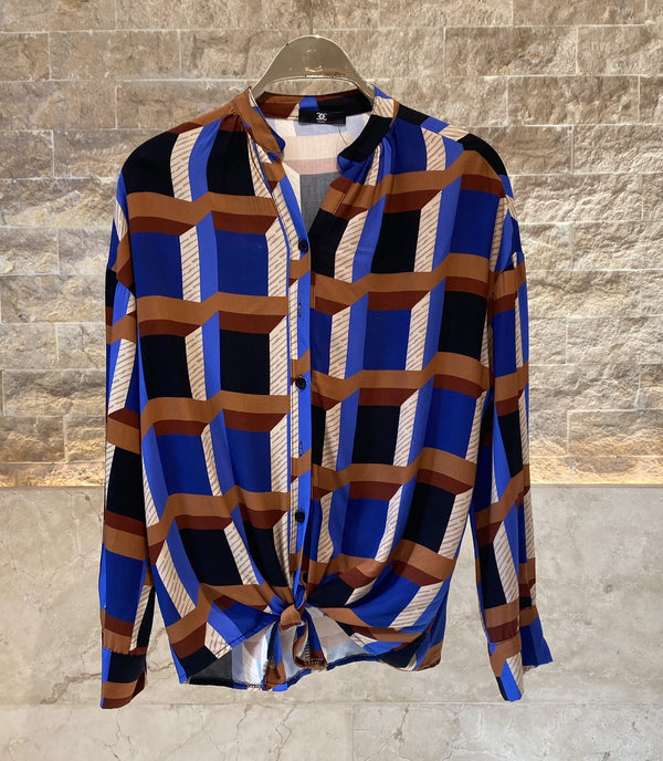 165K0509 Geometric Print Top بلوزة بطباعة هندسية