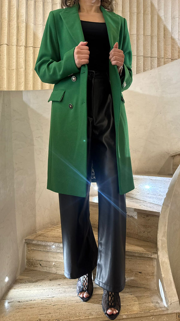 32862 Double Breasted Straight Cut Coat معطف مستقيم الصدر مزدوج القطع