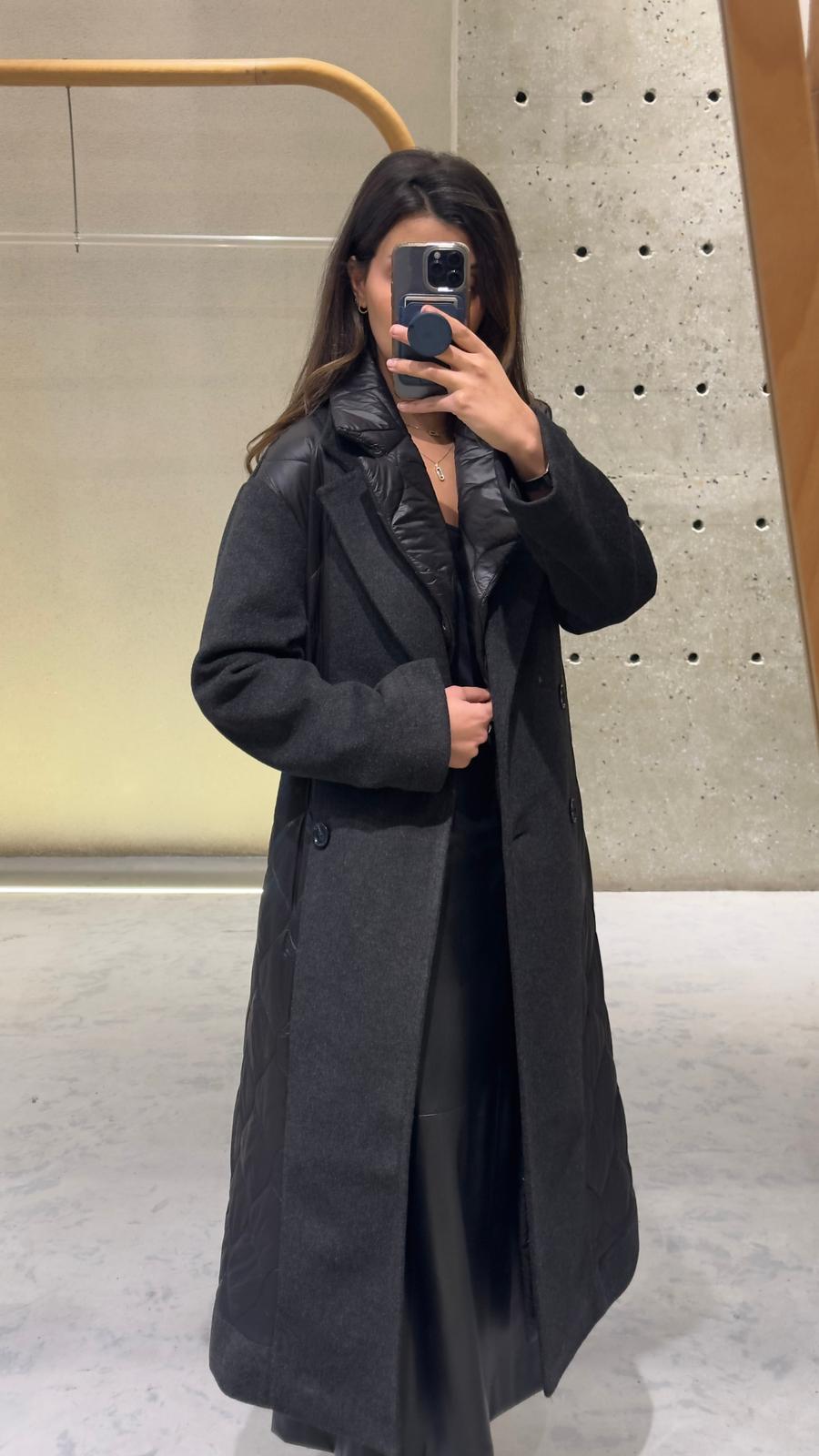 54-9017 Double Breasted Long Quilted Coat - Brown Loft