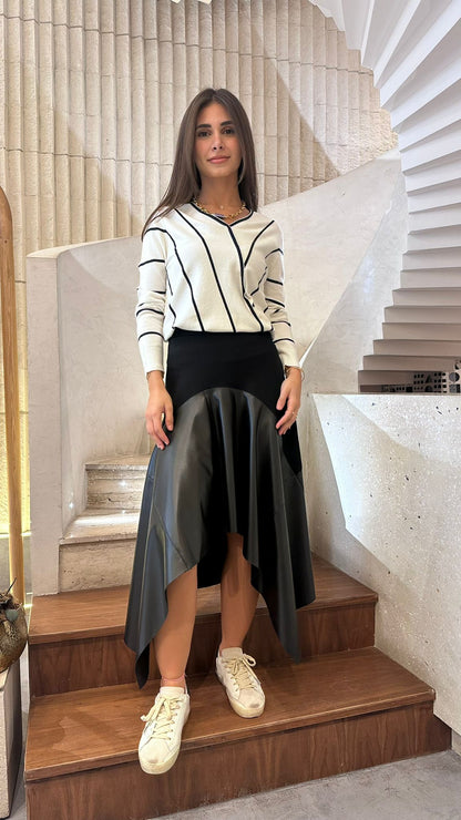 5WB/AA6/E012 Asymmetrical Faux Leather Skirt - Brown Loft