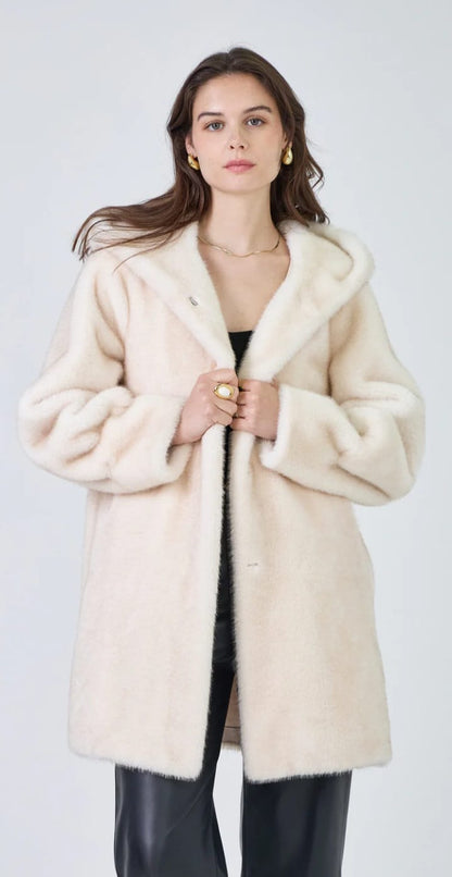 Lisa - Faux Fur Long Coat - Brown Loft