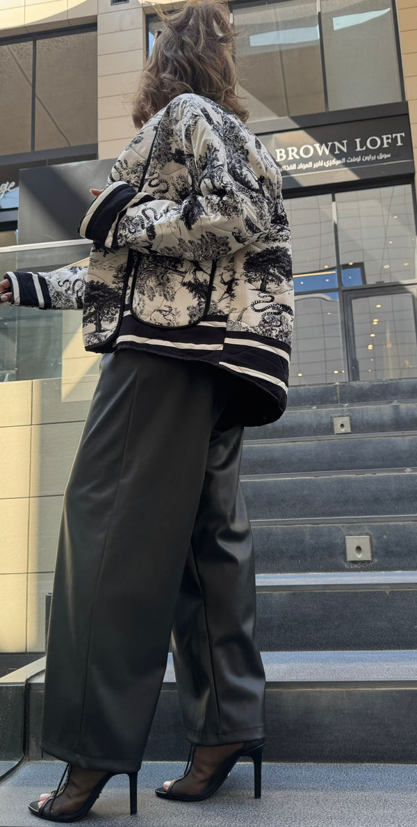 KE7903 Quilted Safari Printed Jacket سترة مبطنة مطبوعة بنقشة سفاري